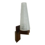 Scandinavian opaline teak wall light from the 60s