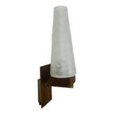 Scandinavian opaline teak wall light from the 60s