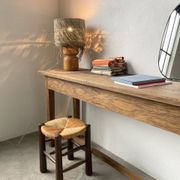 Lampe années 50 bois et paille