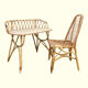 Ensemble bureau et chaise en bambou et rotin, vers 1970