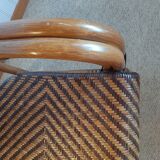 Vintage -Braided rattan sofa - chevron pattern