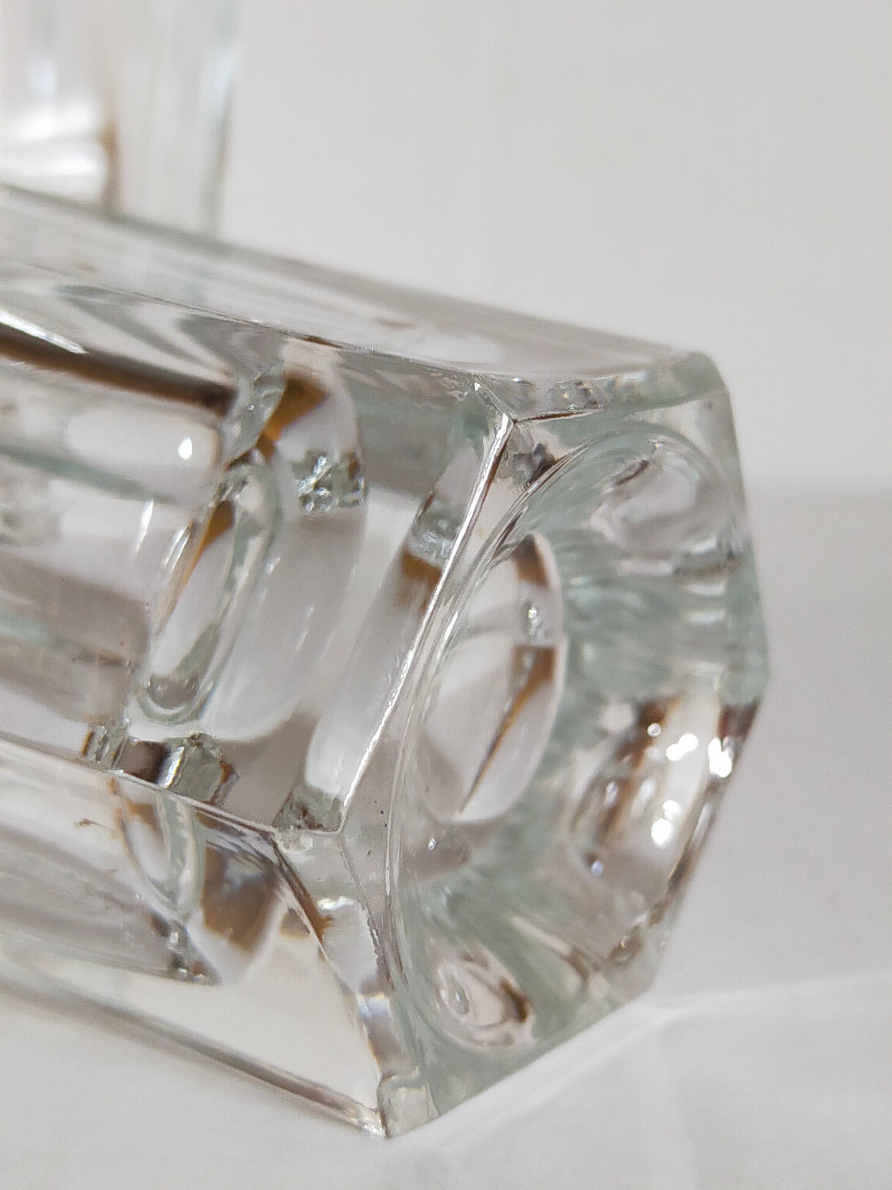 Six Art-Deco long drink glasses in crystal with cut sides