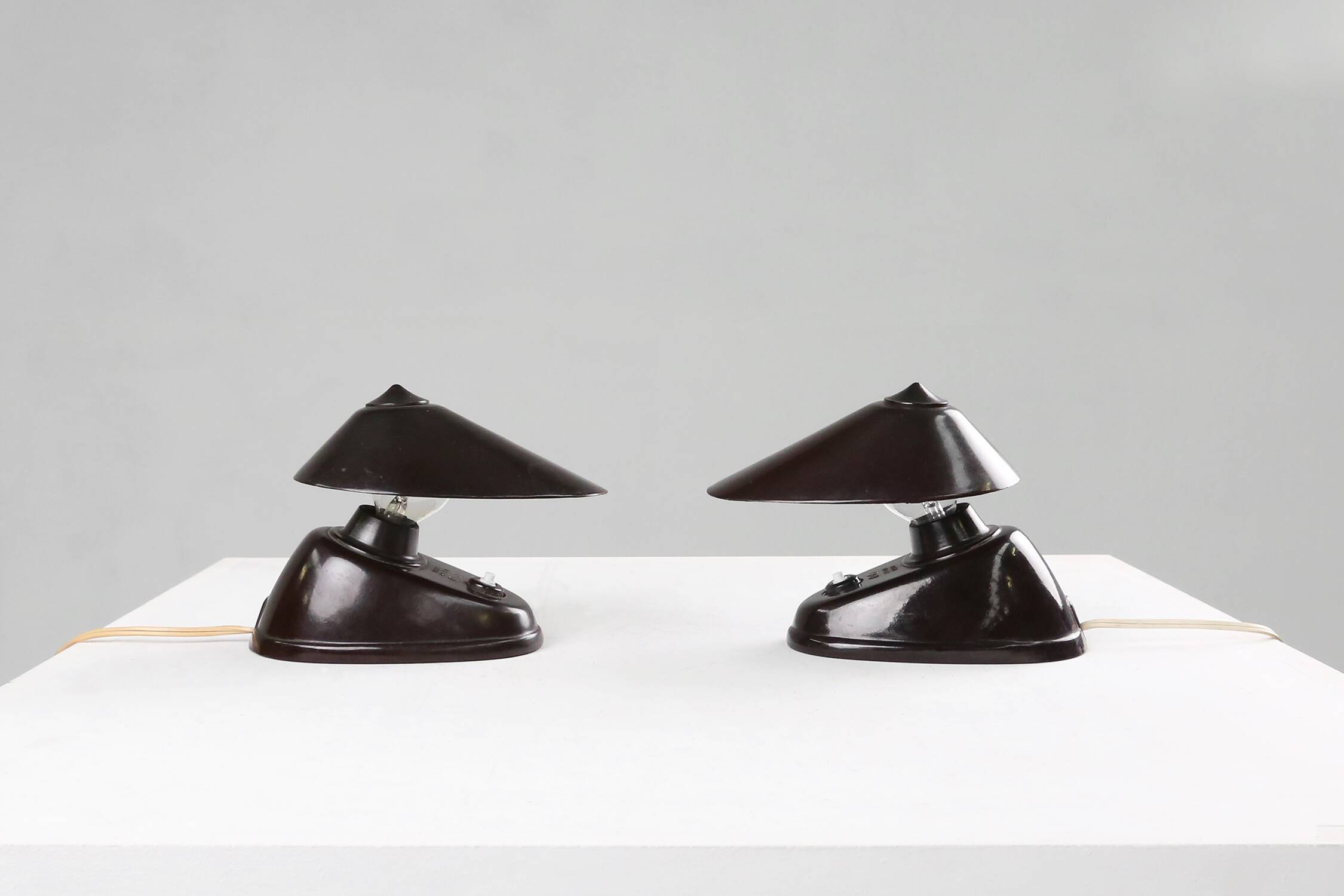 Brown Bakelite Lamps by Bauhaus for ESC Zukov 1930s