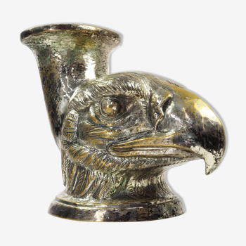 Ancient Vase Rhyton Eagle Head in Silver Brass-1900s