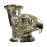 Ancient Vase Rhyton Eagle Head in Silver Brass-1900s