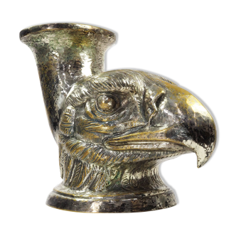 Vase rhyton tête d'aigle en laiton argenté-années 1900s