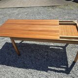 Vintage rectangular extendable teak table from the 60s