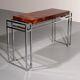 Table console en chrome et bois d'Aldo Tura, années 1970