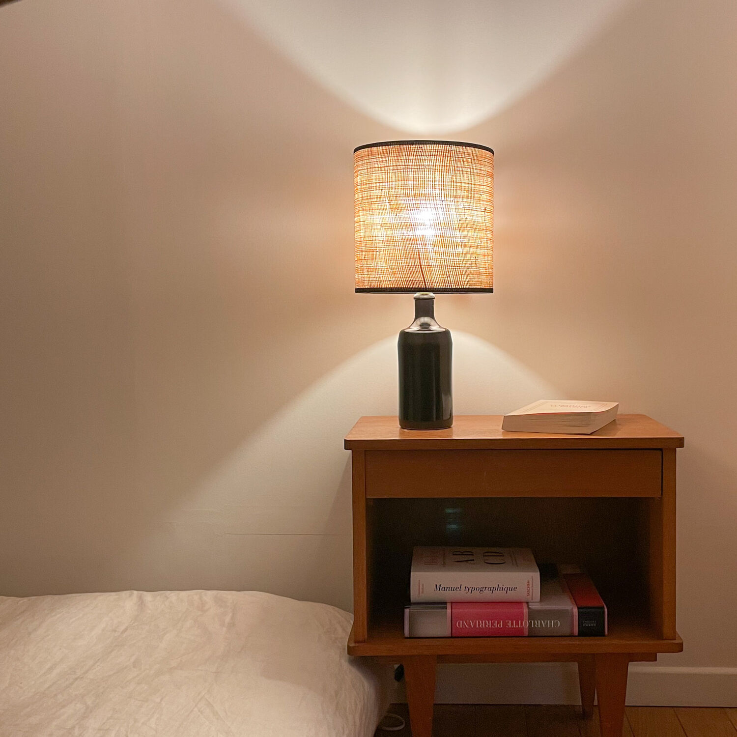 Sandstone and rabane lamp