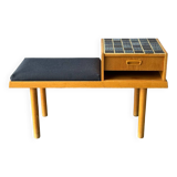 Vintage entryway bench decorated with ceramic tiles, Norway 1960s
