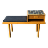 Vintage entryway bench decorated with ceramic tiles, Norway 1960s