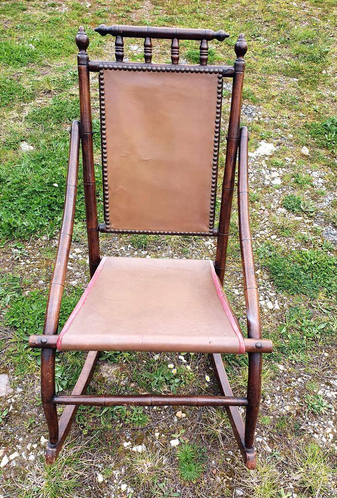 Leather and bamboo rocking chair