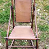 Leather and bamboo rocking chair