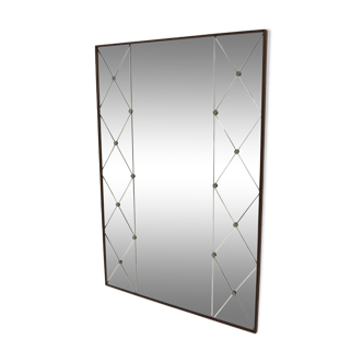 Scandinavian teak and metal mirror, Sweden, 1960, 84x117cm