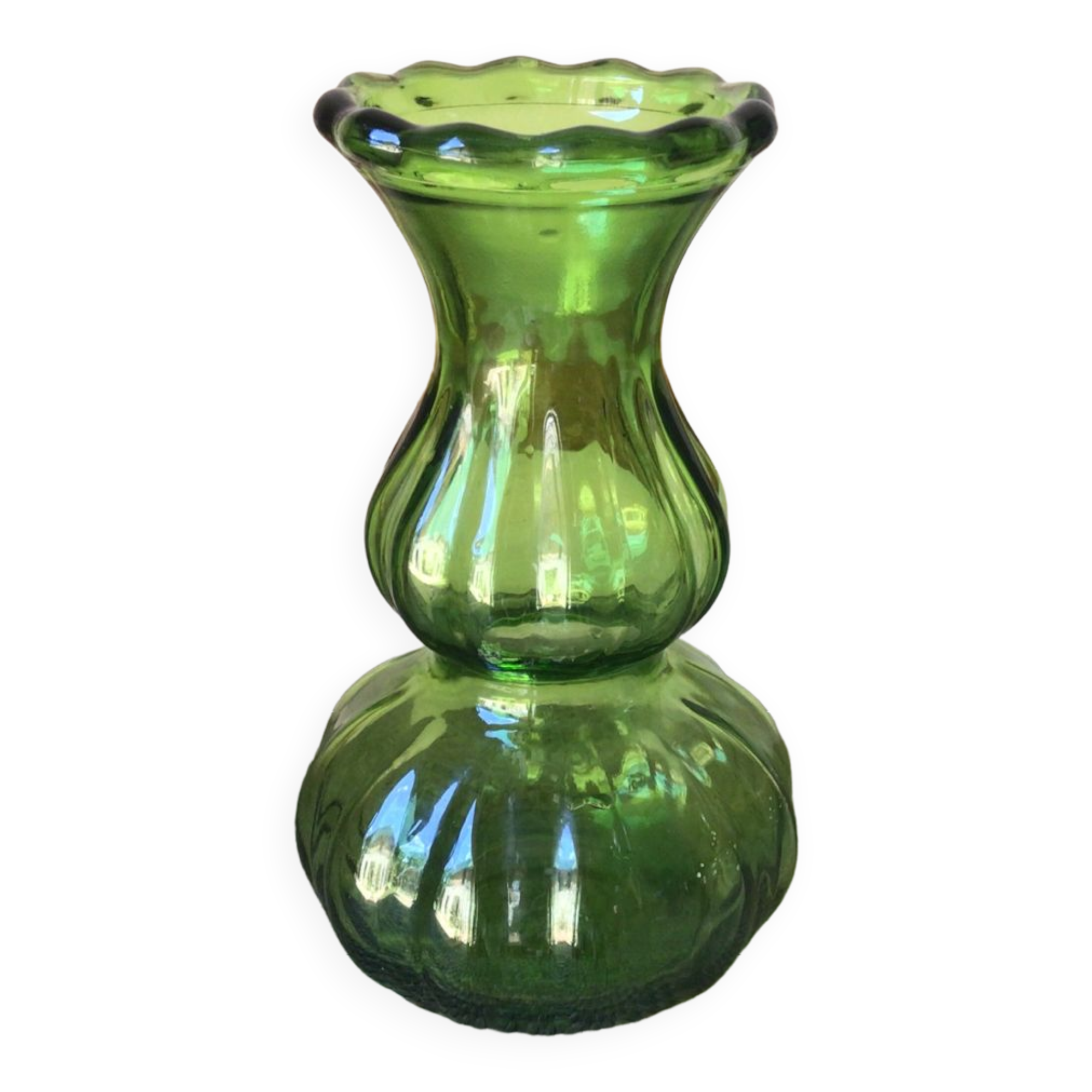 Green glass vase