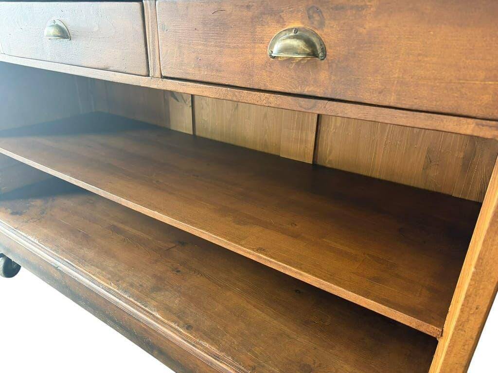 Comptoir de magasin, îlot de cuisine vintage en bois