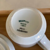 Tasse Violettes tisanière / théïère Pillivuyt complète