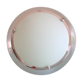 Plafonnier "soucoupe " en opaline et chrome