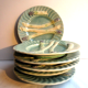 6 blue asparagus plates in slip from Lunéville KG Art Deco