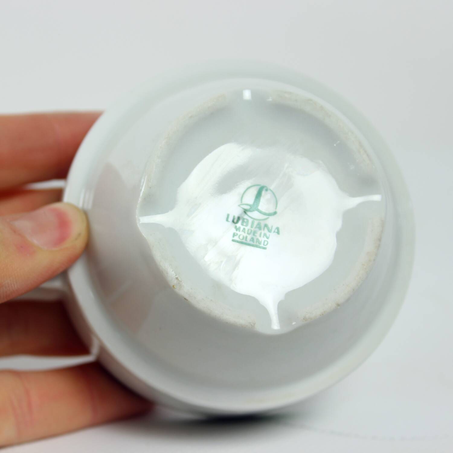 Lot de 12 tasses en porcelaine blanche de Lubiana, Pologne années 1960