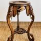 Carved wooden stool, red marble top, early 20th century