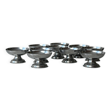 Lot de 10 coupes à glace vintage en inox argenté