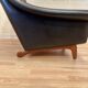 Large scandinavian armchair aage christiansen black leather and its ottoman 1950.