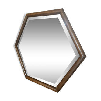 Miroir hexagonal bizeauté vintage 1970 78x68cm
