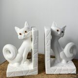 Pair of vintage stone cat bookends