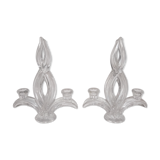 Pair of glass candle holders signed Vannes France