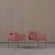2 fauteuils Ligne Roset en tissu rose, France années 2000