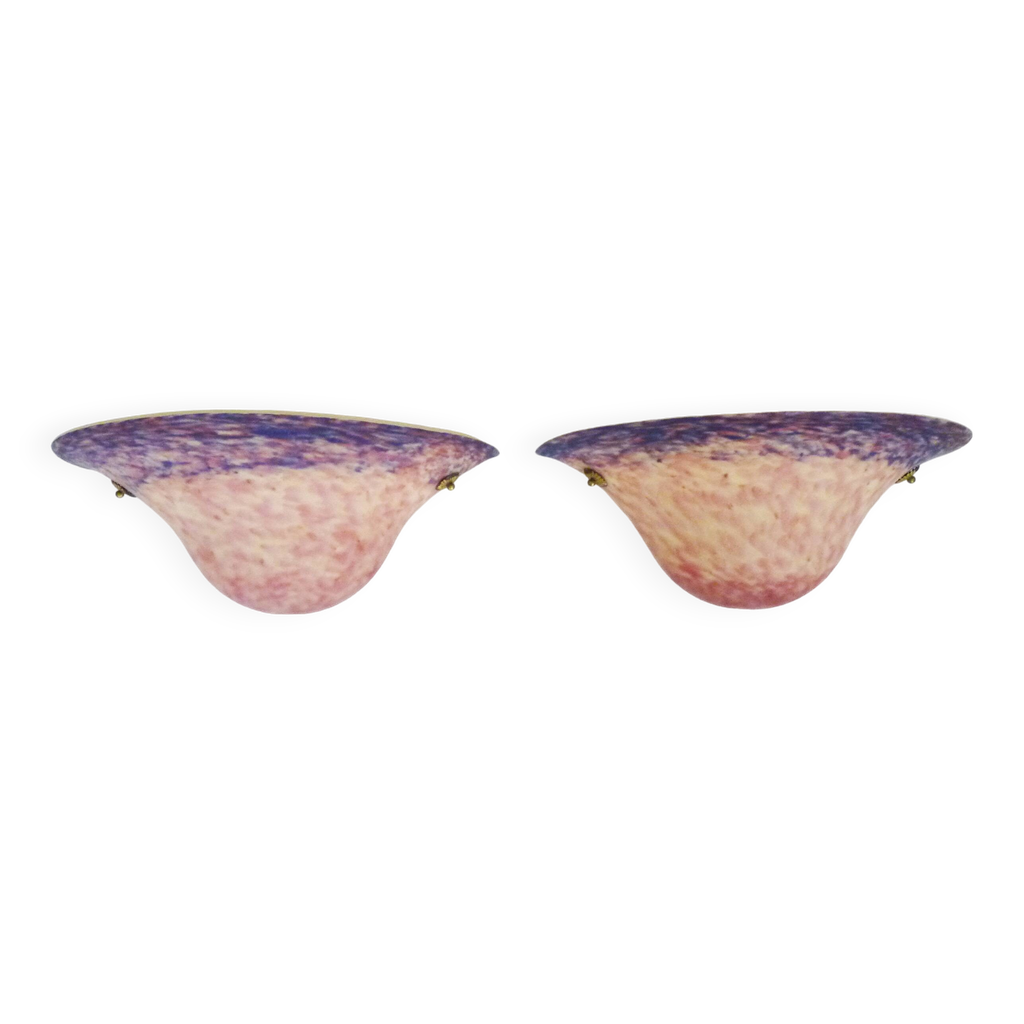 Paire De Clips Boucles D'oreilles Années 50 - Métal Doré, Pâte De Verre Mandarine, Vintage, Occasion