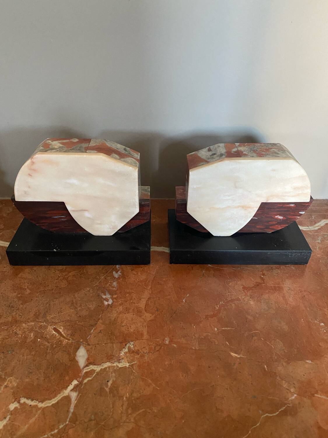 Pair of luxury art deco marble bookends
