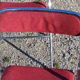 Set de 9 chaises pliantes  des années 70 tweed et métal chromé