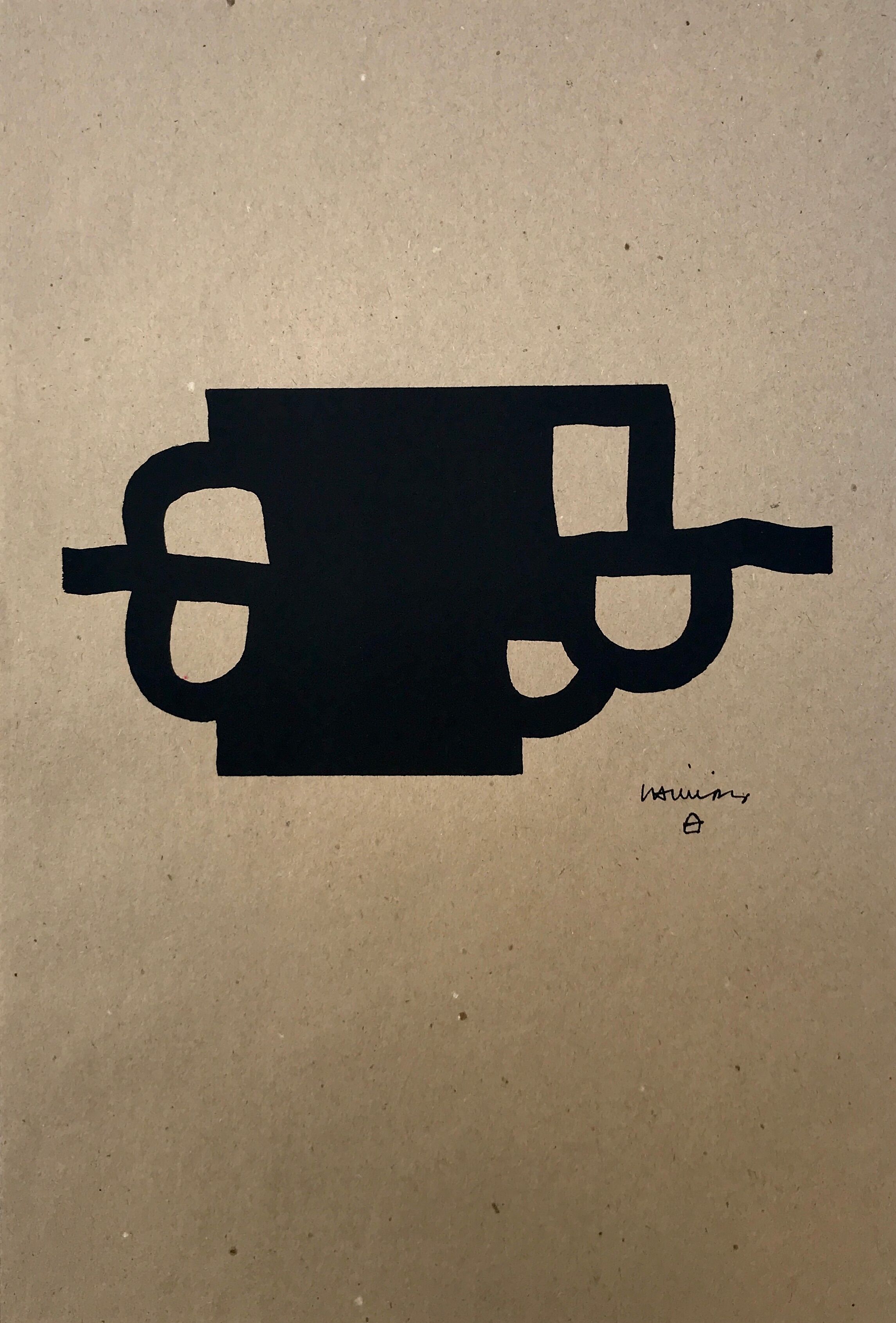 Original screenprint on tobacco paper by Eduardo CHILLIDA, Antzo II, 1985