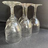 6 Large glasses 1/2 guilloché crystal – Art Nouveau