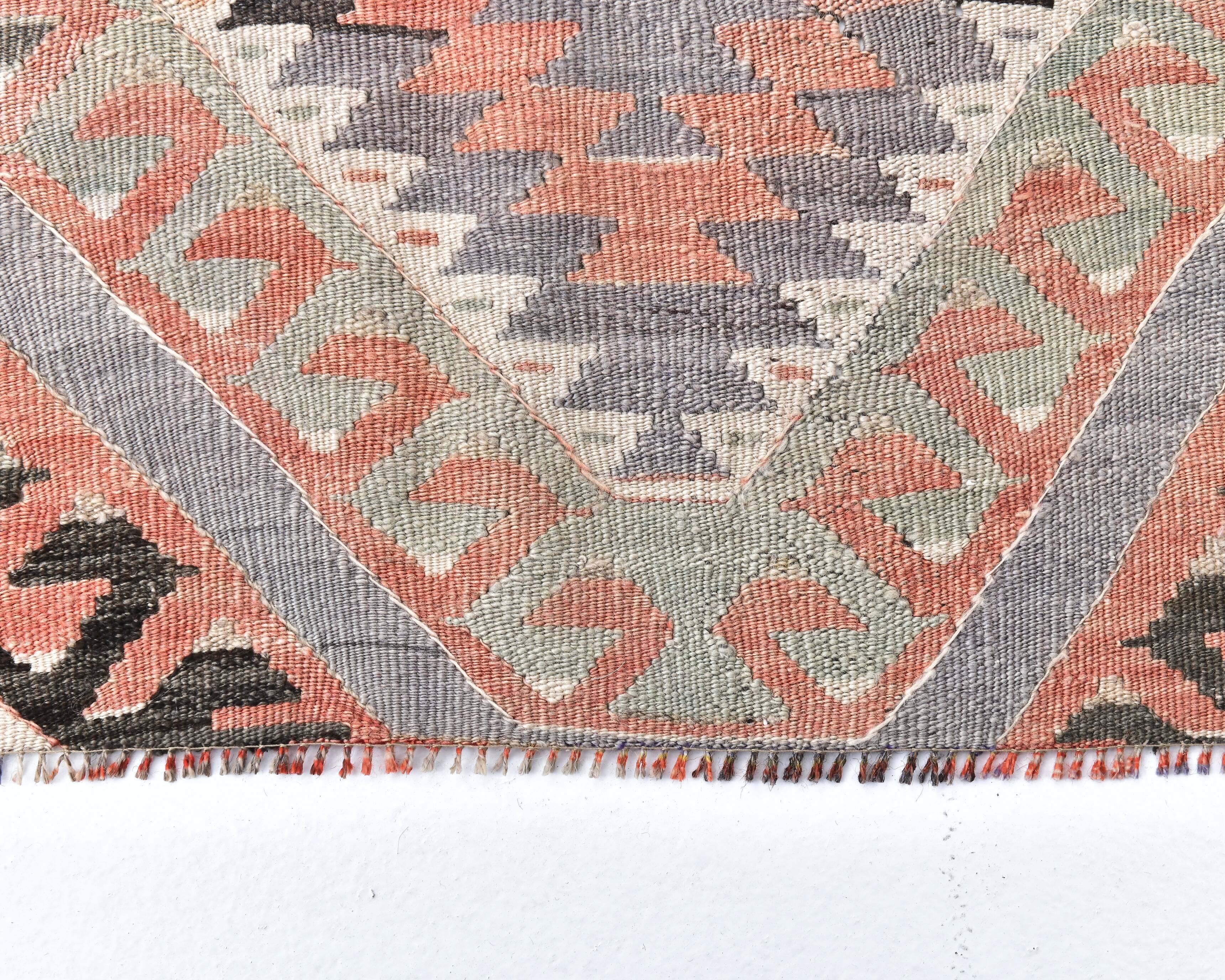 5x9 Red & Brown Tribal Kilim Rug 157x279Cm