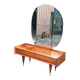 Coiffeuse scandinave en bois des années 50 avec miroir triptyque