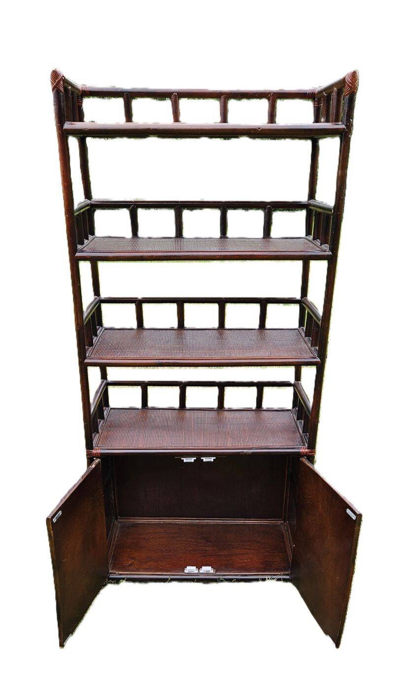 Vintage rattan and bamboo shelf