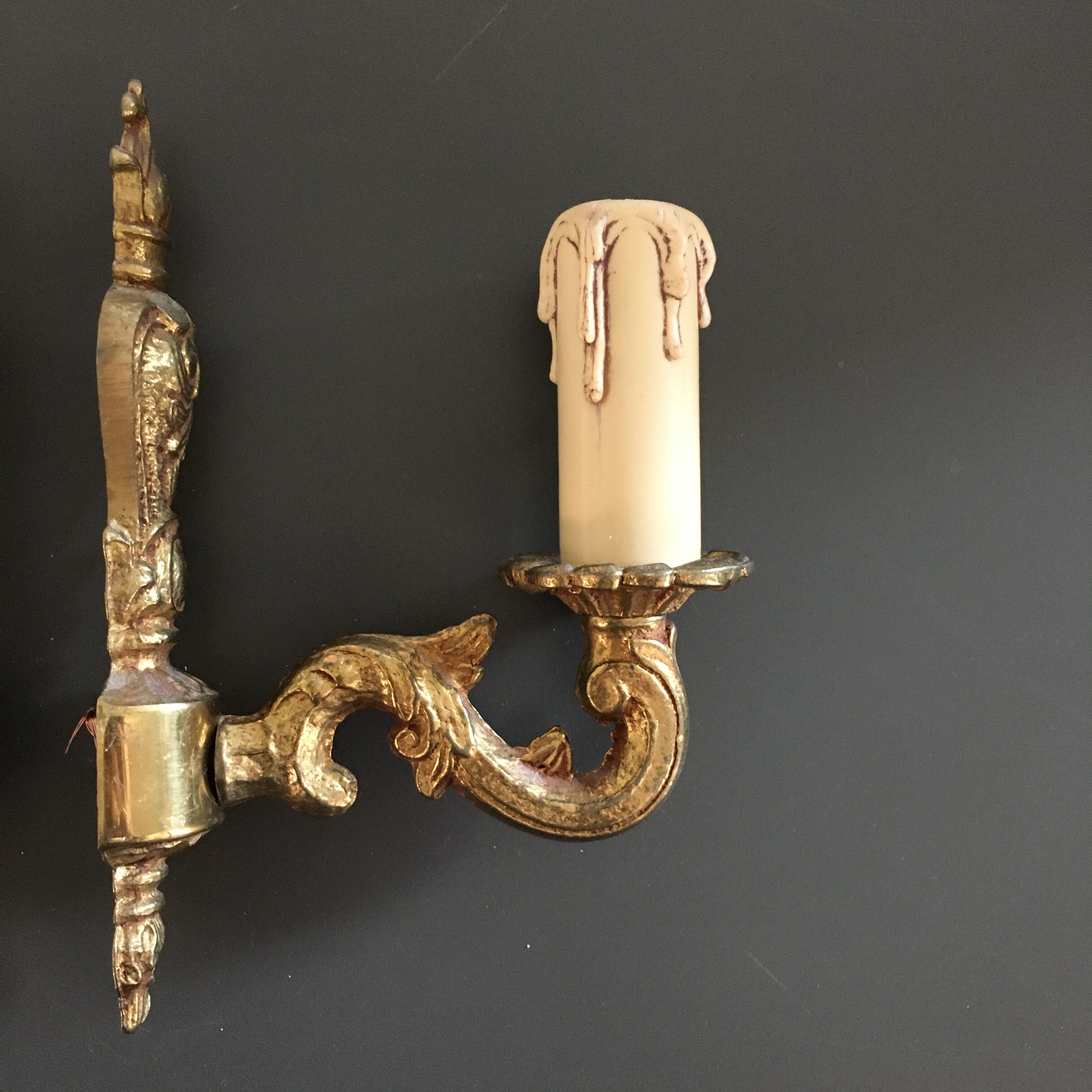 Pair of gilded bronze wall sconces