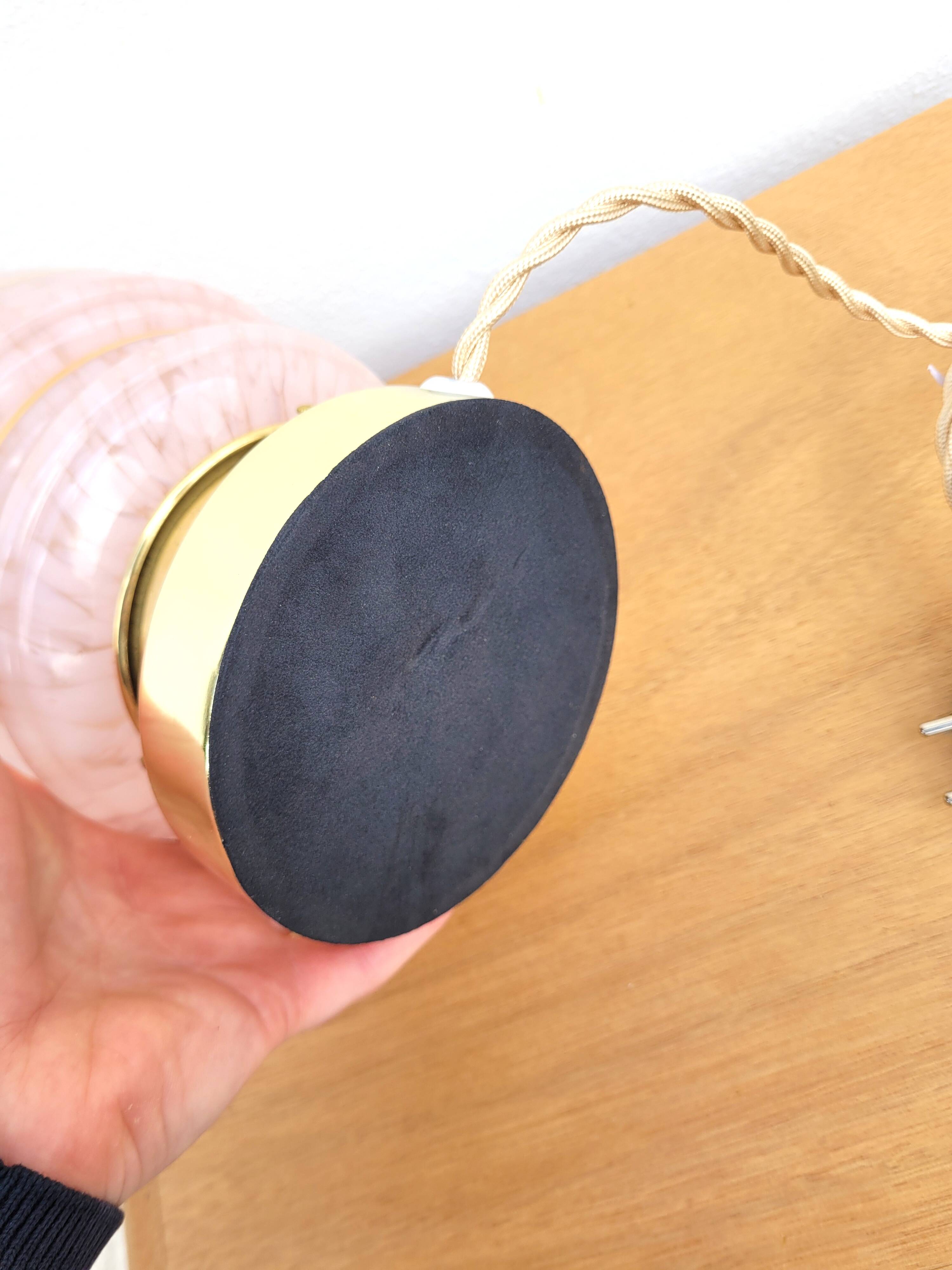 Vintage pink Clichy glass globe lamp