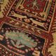 Tapis de couloir vintage Lankaran géométrique en laine rouge et moutarde, 304 x 115 cm