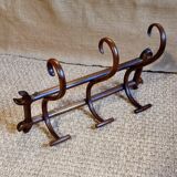 Wall-mounted bistro coat rack with 3 hooks on a late 19th century frame