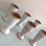 Suite of six mazagrans in grey-beige / vintage ceramic 70s-80s