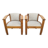 Paire de fauteuils club sculpturaux Art Déco, années 1930