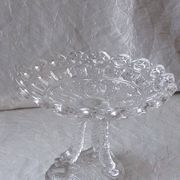 Crystal cut bowl on a fish head foot, late 19th century.