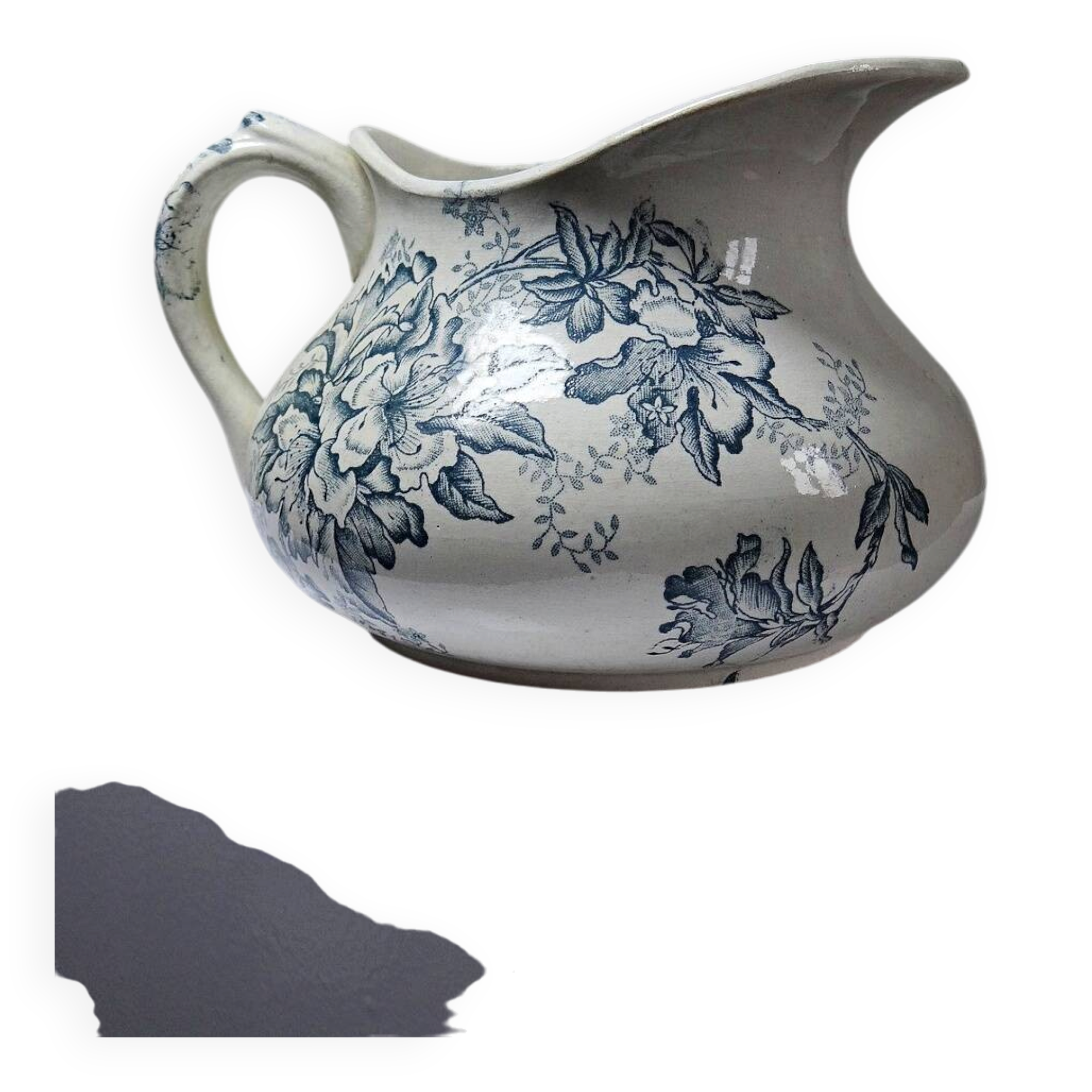 Toilet bowl Terre de Fer "Floréal", Givors pottery, 19th-century floral decoration.