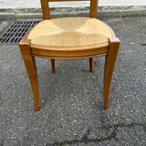 6 Louis XVI Directoire style chairs from the 20th century with rush seats.