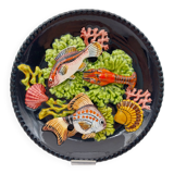 Ceramic plate barbotine vallauris trompe l'oeil kitsch Fish