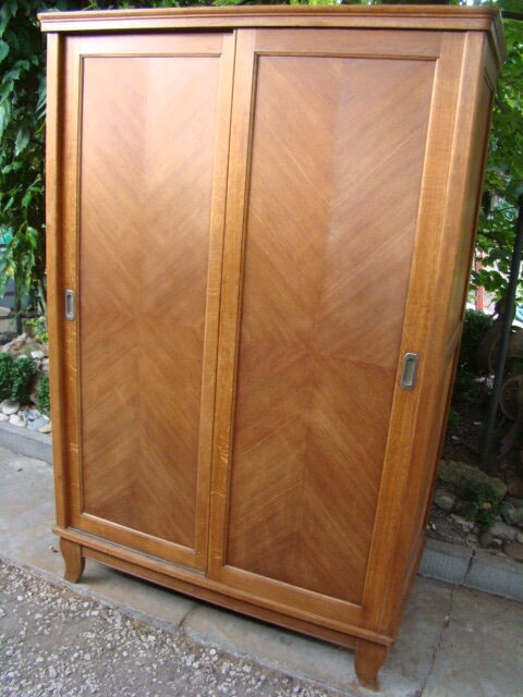 Sliding cabinet veneered vintage oak 50/60